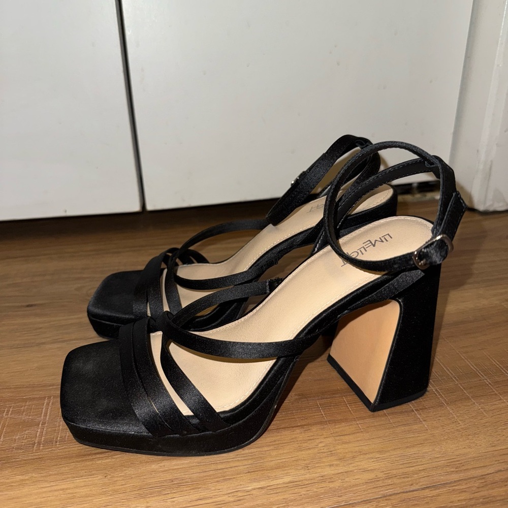 Black strappy platform heels